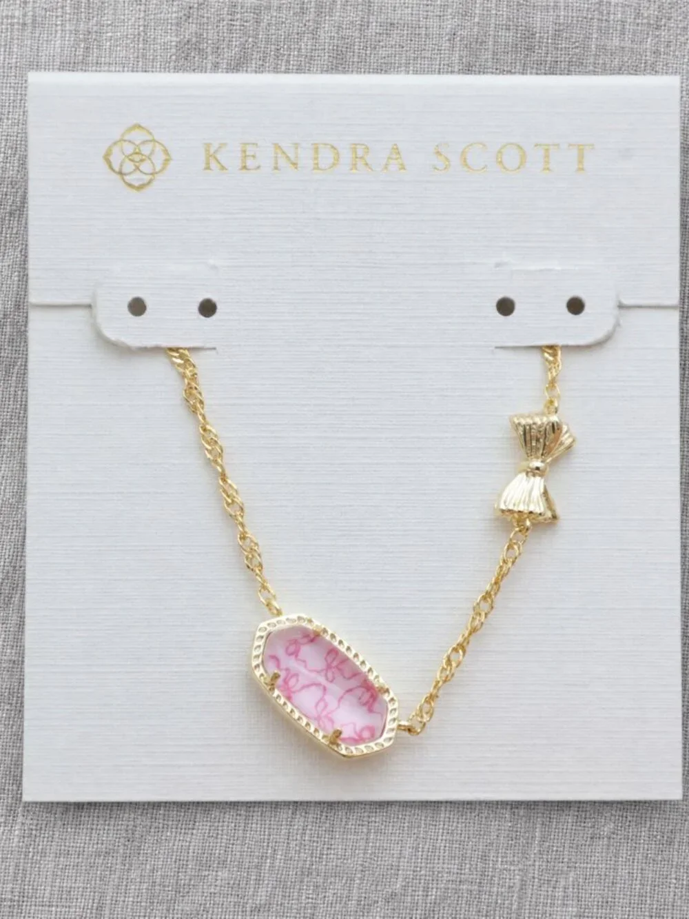 Kendra Scott  Elisa Bow Gold Necklace & Posey Pink Luna Ro